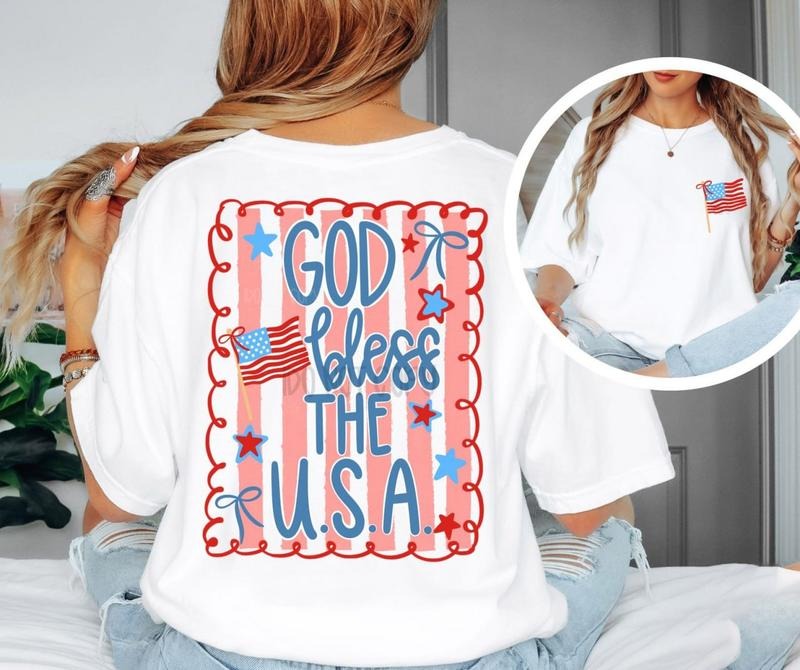Victoria Maxwell, Womenswear Graphic Tee, USA Shirt, 4th of July T-Shirt, Comfort Colors, Patriotic Tee, Coquette Bow, Independence Day, Memorial Day, Fourth of July