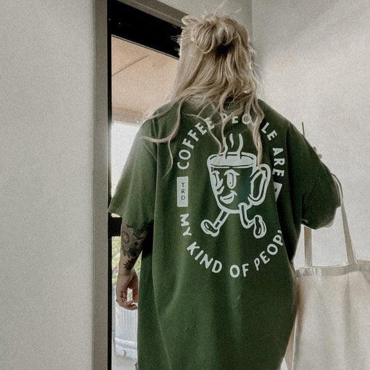 Victoria Maxwell, Womenswear Vintage Tee, Coffee People Are My Kinda People Tee, Coffee lover tee, aesthetic y2k preppy boho tee, comfort colors tee