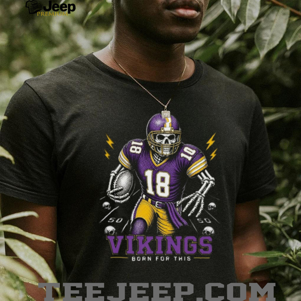 Vikings Football Skull Born For This Retro Vintage Game Day Gift Fans Men Women Shirt