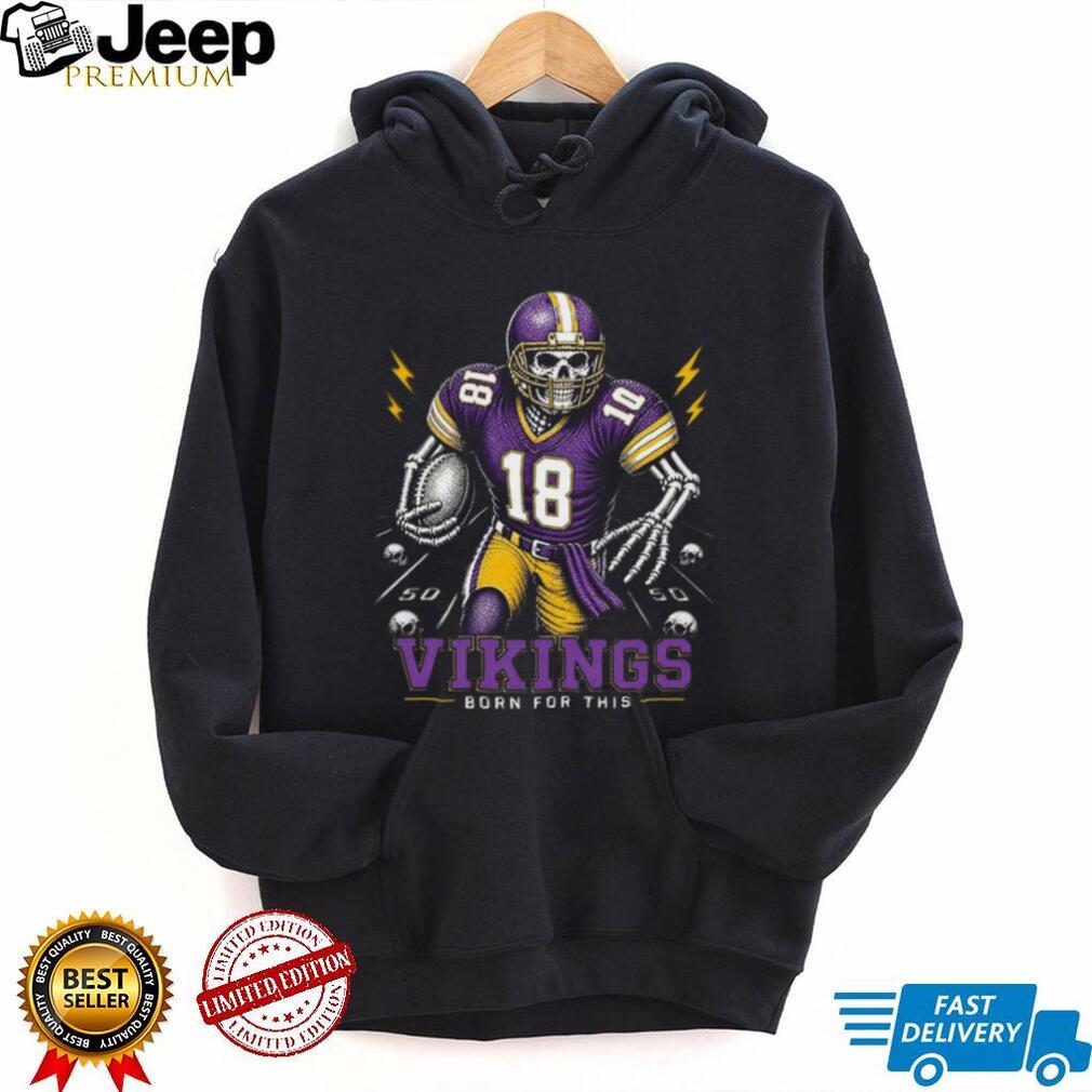 Vikings Football Skull Born For This Retro Vintage Game Day Gift Fans Men Women Shirt