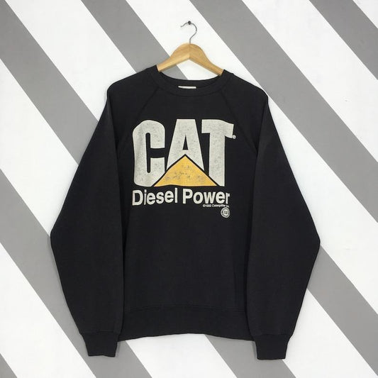 Vintage 1992 Caterpillar Diesel Power Sweatshirt Large CAT Caterpillar Inc Diesel Power Crewneck CAT Caterpillar Racing Black Sweater