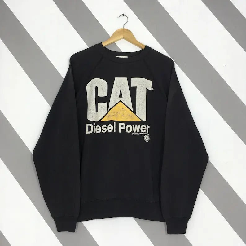 Vintage 1992 Caterpillar Diesel Power Sweatshirt Large CAT Caterpillar Inc Diesel Power Crewneck CAT Caterpillar Racing Black Sweaterstyle{n002}2