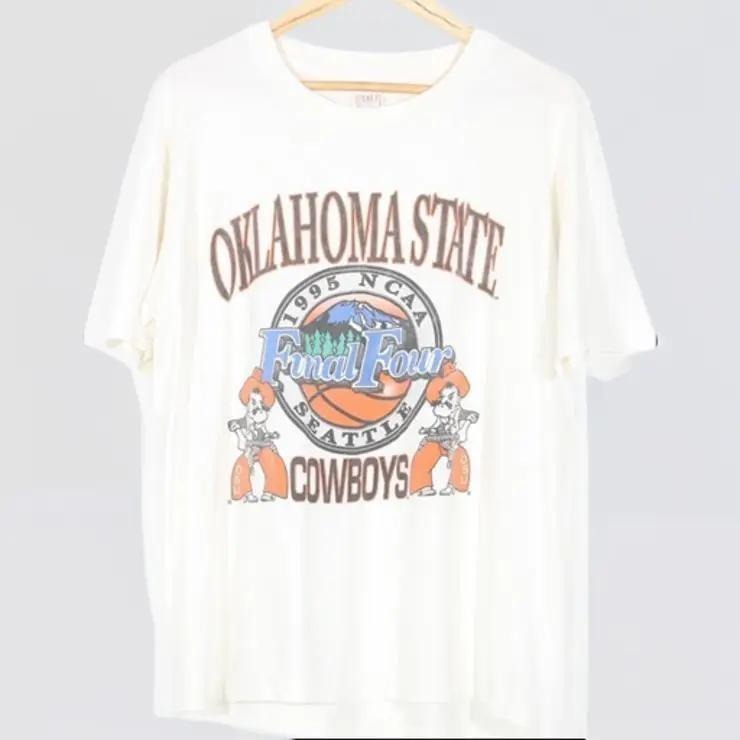 Vintage 1995 Oklahoma State Cowboys NCAA Final Four College T-Shirt Summer Streetwear Womenswear