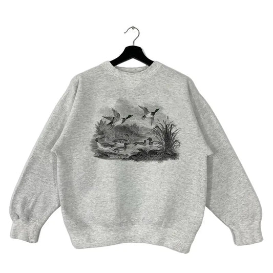 Vintage 90 Mallard Duck Graphic Retro Wildlife Sweatshirt Unisex Pullover, T-shirt, hoodie Cotton, gift for Hunting Season 2025 2026Fabric