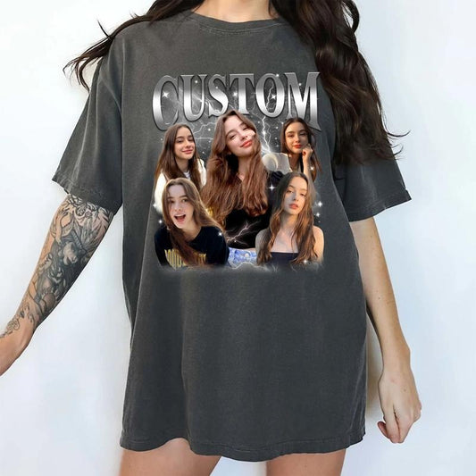 Vintage 90s Custom Photo Comfort Colors Shirt, Custom Rap Tee Graphic Tee, Personalized Couple Unhinged Tees, Funny Gifts For Boysfriend