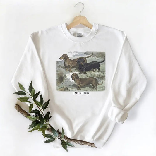 Vintage 90s Dachshund sweatshirt, Dachshund lover T-shirt Cotton Fabric Pullover Hoodie