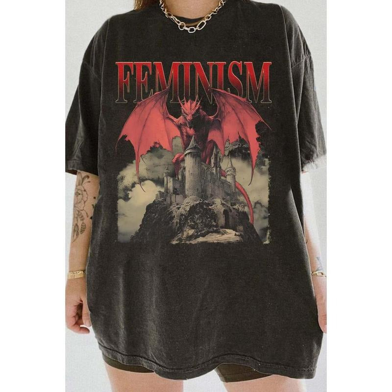 Vintage 90s Feminsm Dr@gon F@ntasy Tee, Unisex Cotton Shirt Hoodie, Sweatshirt | WearSparks.com