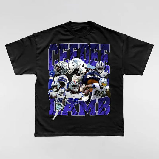 Vintage 90s Graphic Style CeeDee Lamb T-Shirt, CeeDee Lam American Football Bootleg T-shirt, Vintage 90s style top clothing, Unisex graphic Streetwear shirts