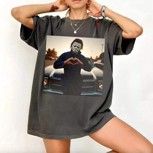 Vintage 90s Halloween Heart Hands Sweatshirt, Michael Meyers Comfort Color Shirt, Horror Movie Shirt, Myers Thriller Friday the 13th Horror, Funny Halloween Character Shirt, Character gift for friends