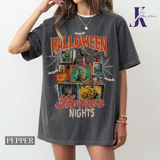Vintage 90s Halloween Movies Comfort Colors Shirt, Horror Night Shirt, Horror Movies Characters Shirt, Halloween Shirt