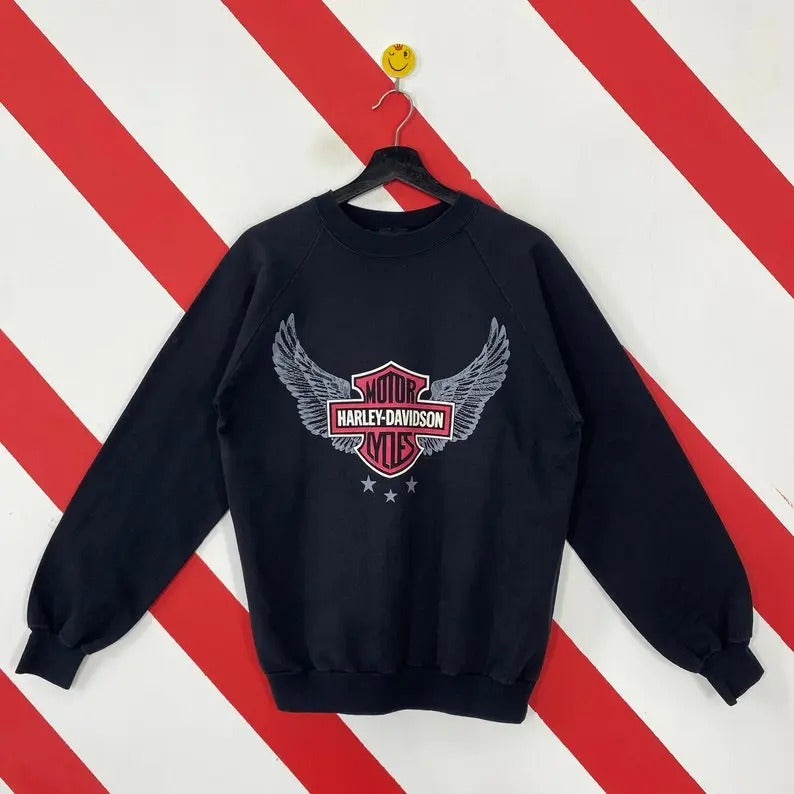 Vintage 90s Harley Davidson Sweatshirt Harley Davidson Crewneck Harley Davidson Sweater Pullover Harley Davidson Print Logo Menswear Athletic