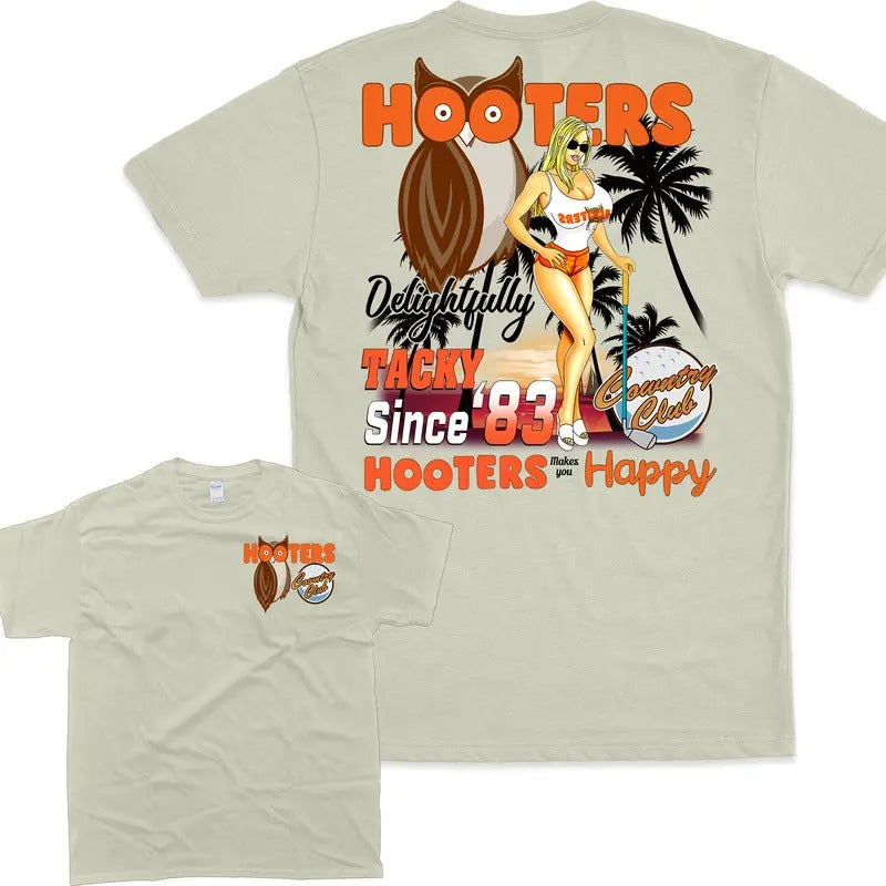 Vintage 90s Hooters Country Club Graphic Unisex T-Shirt, Gift For Him, For Her, Crewneck Menswear Top Streetwear