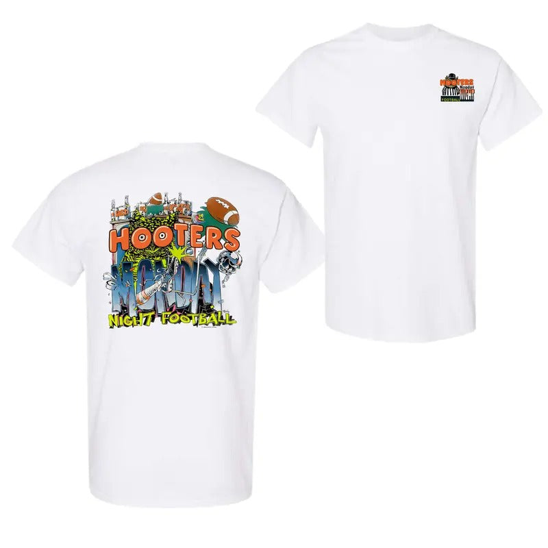 Vintage 90s Hooters Monday Night Football 2 Sided T-Shirt, Hooters T-Shirt For Men And Women Hoodie, Sweatshirt