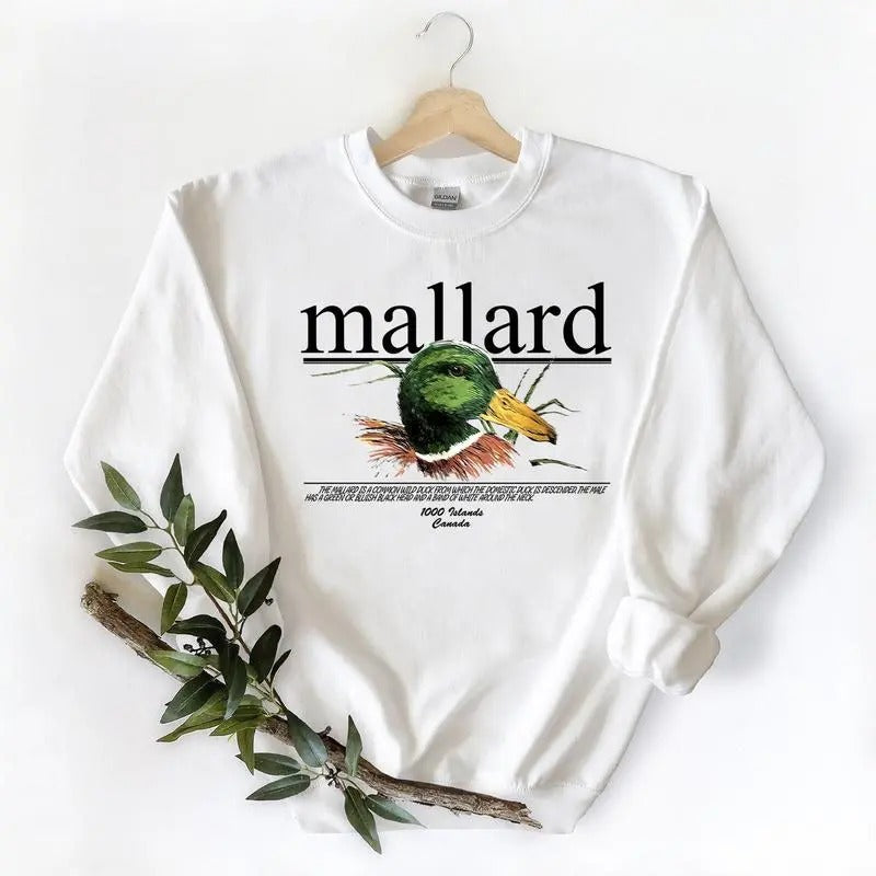 Vintage 90s Mallard Duck Wildlife Sweatshirt, Unisex T-shirts Hoodie Sweatshirt Cotton Menswear