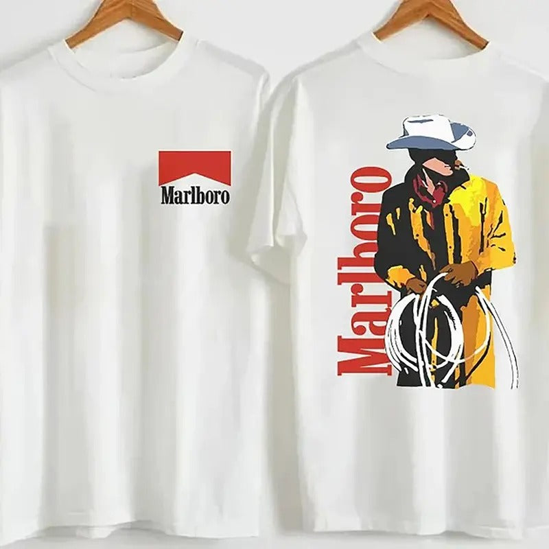 Vintage 90s Marlboro Cowboy Unisex T-shirt Cotton Crew Neck 501fits Menswear Top
