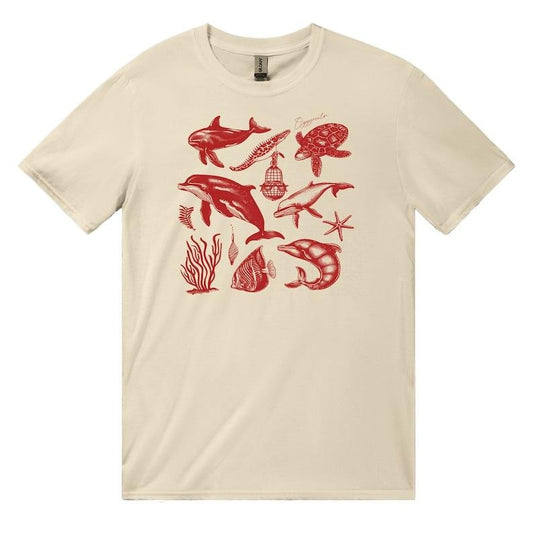 Vintage 90s Tattoo Sea Animal Tshirt, Retro Ocean Nature Shirt, Sealife, Ocean, Whale, Orca, Turtle, Dolphin Shirt, Unisex Relaxed Adult Tee