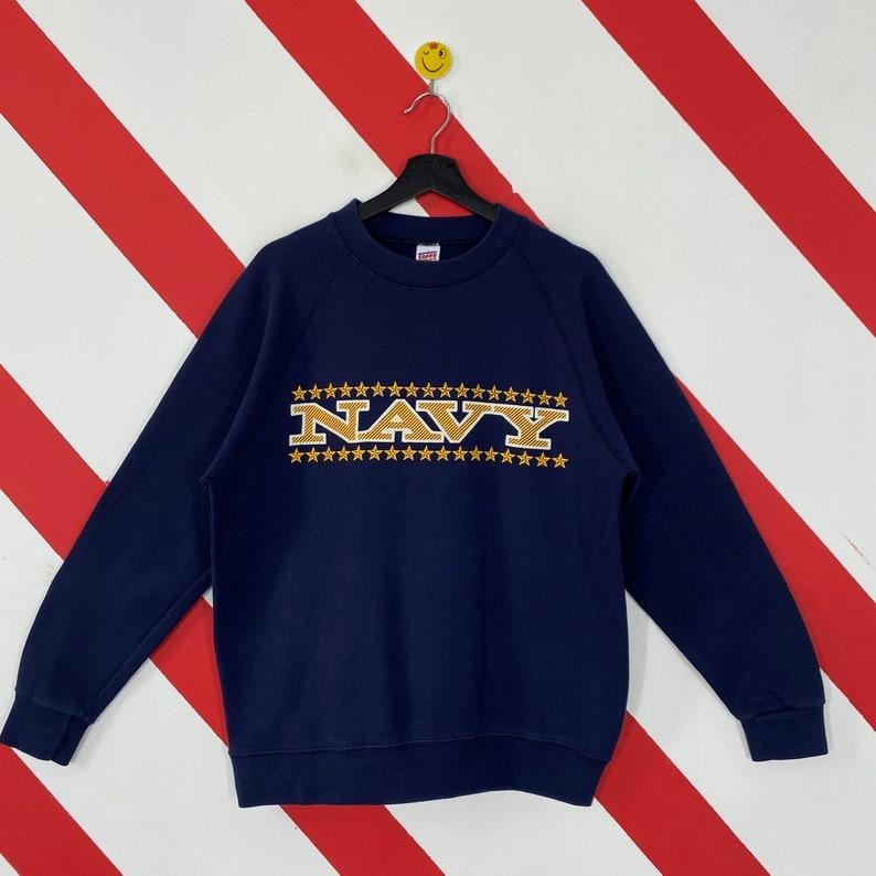Vintage 90s US Navy Sweatshirt US Navy Crewneck United State Navy Sweater Pullover Military United State Navy Print Logo Cotton Menswear