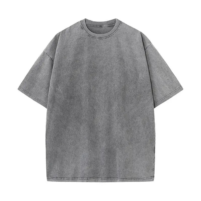 Vintage Acid Washed Oversized Drop Shoulder Heavyweight Streetwear Blank T-Shirt Casual Cotton