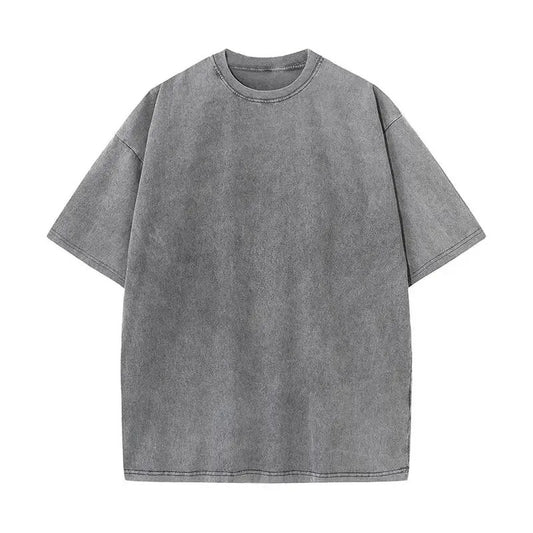 Vintage Acid Washed Oversized Drop Shoulder Heavyweight Streetwear Blank T-Shirt Casual Cotton