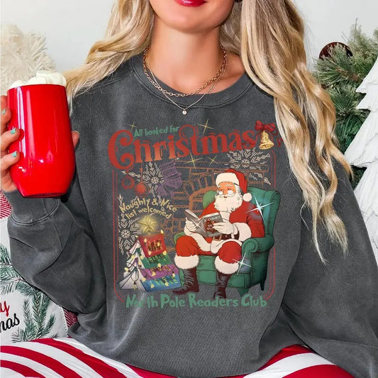 Vintage Acotar Christmas Sweatshirt, Santa Reading Acotar Shirt, Bookish Sweater, Vintage Book Lover Shirt, Bookworm Christmas Gift Idea, Booktok Shirt