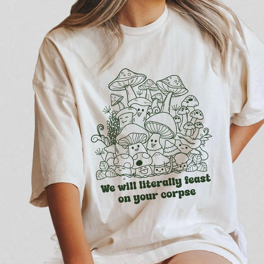 Vintage Aesthetic Mushroom Shirt, Magic Mushroom Shirt, Comfort Shirt for Her, Vintage Nature shirt, Botanical T-shirt, Nature Lover Mushroom Tee, Mental Health Shirt, Nature Lover Gift, Cottagecore TShirt, Shirt for Mom, Oversized Graphic Tee