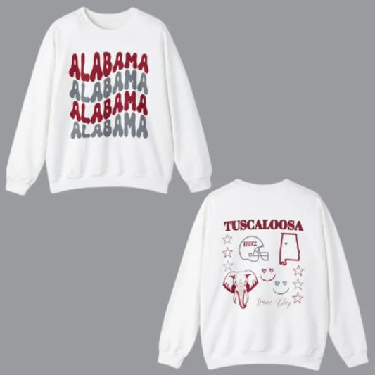 Vintage Alabama Football 2 Sided Sweatshirt, Football University Sweatshirt, College Football Sport Pullover, Sport Shirt for Men, for Women
