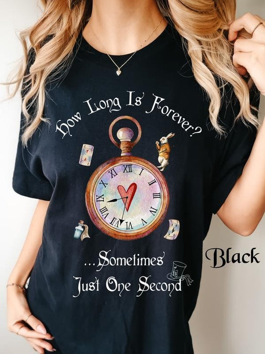 Vintage Alice in Wonderland Shirt, Alice in Wonderland T-Shirt, How Long Is Forever, Mad Hatter, Alice in Wonderland