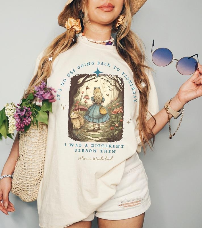 Vintage Alice in Wonderland Shirt, Bookish Things Alice in Wonderland Literary Shirt Reading Shirt Light Academia