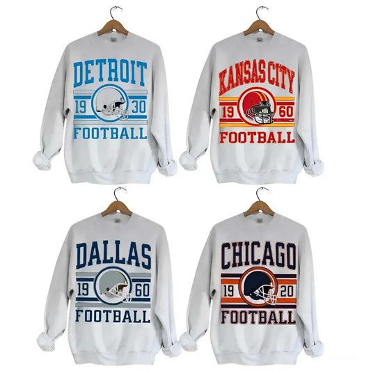 Vintage All Team Football Ash Gray Sweatshirt, Men And Women Sweatshirt, Unisex Sweater, Sporty Stylish Underwear Athletic Vibe Casual Classic