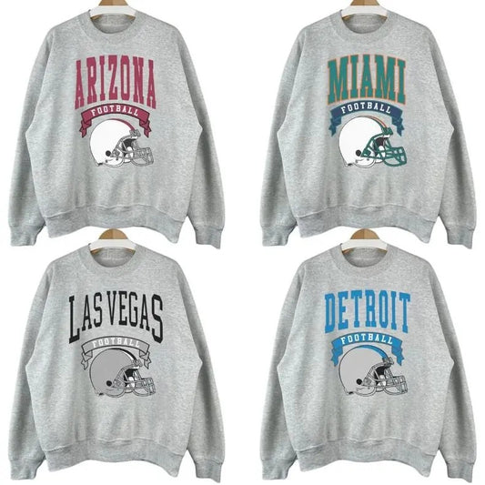 Vintage All Team Football Big Helmet Sport Grey Sweatshirt, Hometown Football Sweatshirt, Football Thowback, Vintage Graphic Tees, Vintage Crewnecks, Sport Graphic Shirts, Unisex Sweatshirts for Men, for Women Menswear Sweaters Hoodie Tops