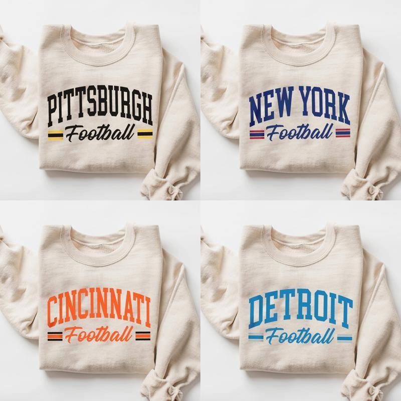 Vintage All Team Football Sand Sweatshirt, Football Thowback Vintage All Teams For Fans Sweatshirt, Unisex Vintage College Football Crewnecks