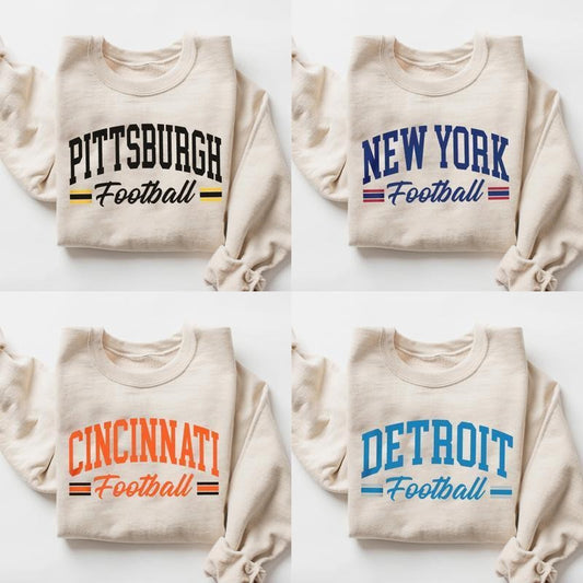 Vintage All Team Football Sand Sweatshirt, Football Thowback Vintage All Teams For Fans Sweatshirt, Unisex Vintage College Football Crewnecks