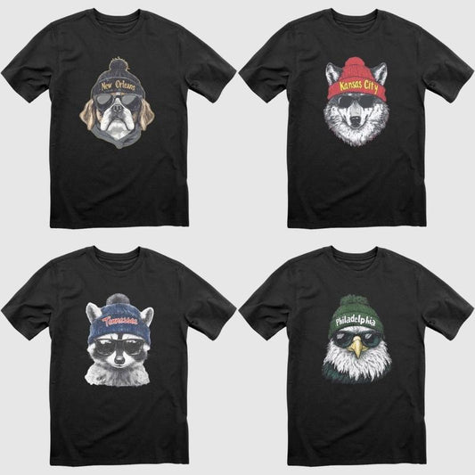 Vintage All Team Mascot T-Shirt in Black, Funny Football Graphic Tee, Unisex Game Day Shirt