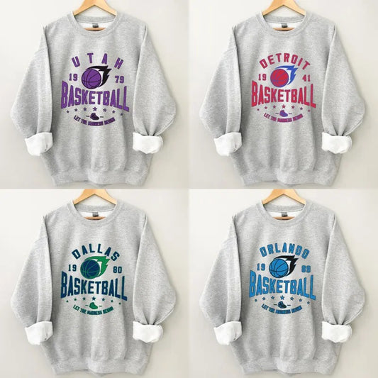 Vintage All Teams Basketball Sweatshirt, Basketball Sweatshirt, Basketball Fan Shirt, Gift For Fan men's  sweatshirts