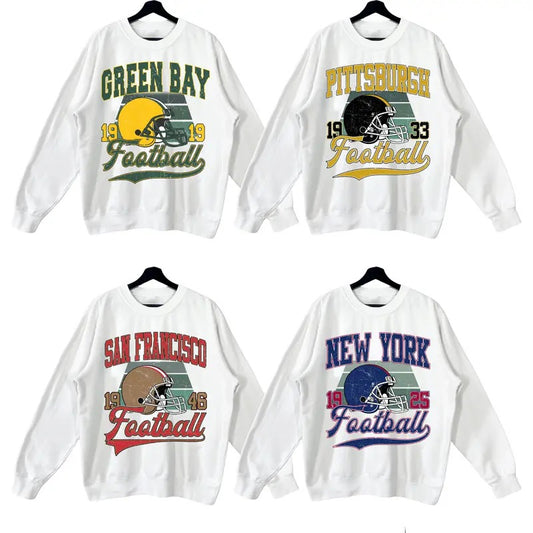 Vintage All Teams Football Sweatshirt Collection - White Color, Vintage Graphic Tees, Football Fan Gift