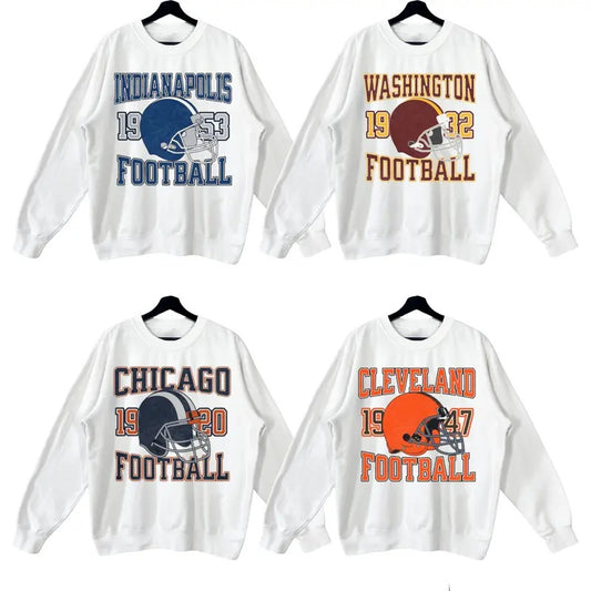 Vintage All Teams Football Sweatshirt Collection White Color, Hometown Football Sweatshirt, Vintage Graphic Tees, Football Fan Gift