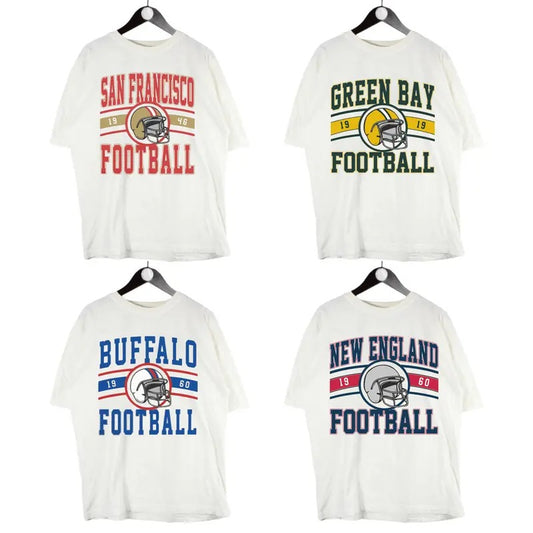 Vintage All Teams Football T-Shirt in White, Unisex Vintage Graphic Crewneck, Vintage Football Shirts sport graphic