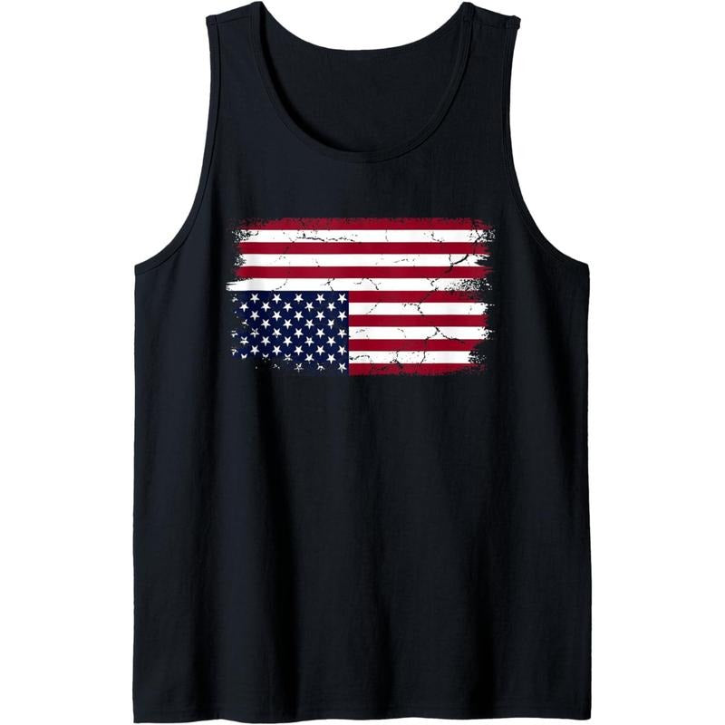Vintage American Flag Upside Down Distress United States USA Tank Top made in USA