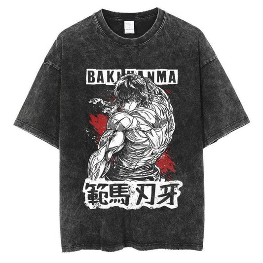 Vintage Baki Hanma Demon Back Tee Menswear Top Underwear Streetwear