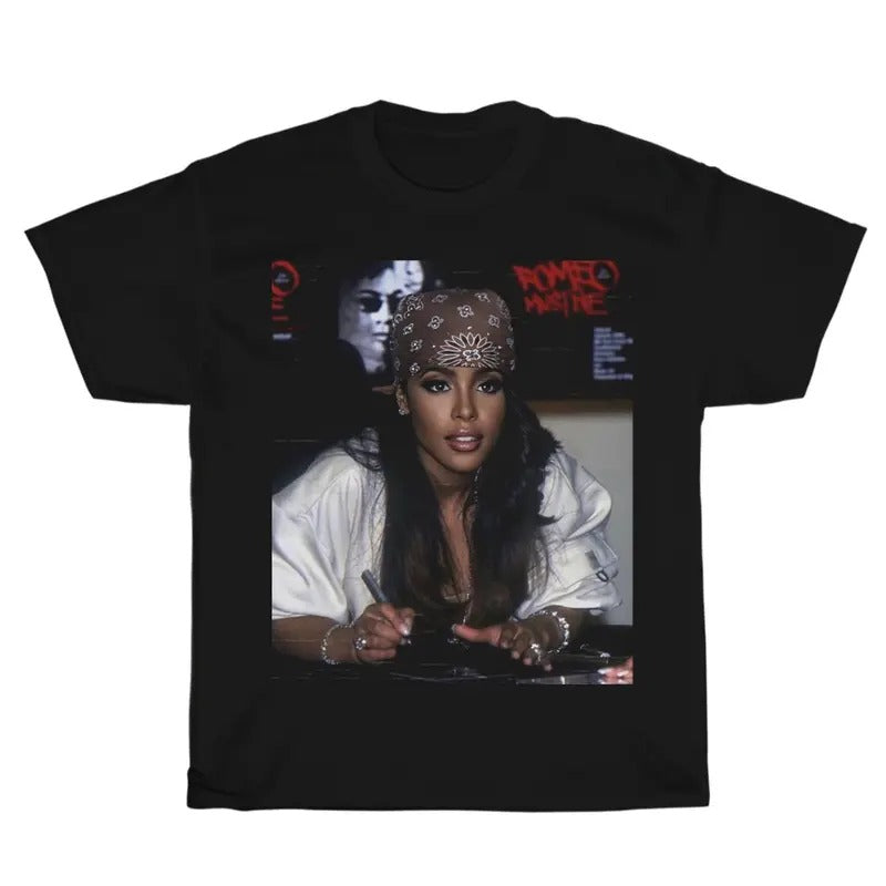 Vintage Beautiful Aaliyah Graphic Unisex Shirt, Bootleg Rap Design Shirt, Hip-Hop Merchandise, Rap Gift for Him Her Crewneck Streetwear Menswear Top