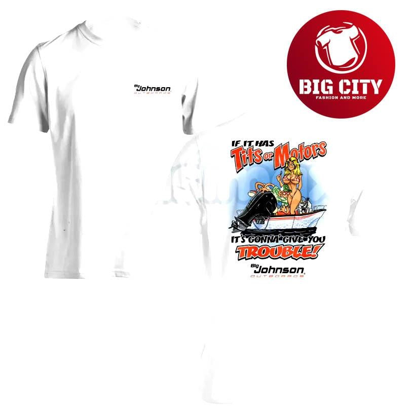 Vintage Big Johnson Tits or Motors Mechanic Two Sided Shirt