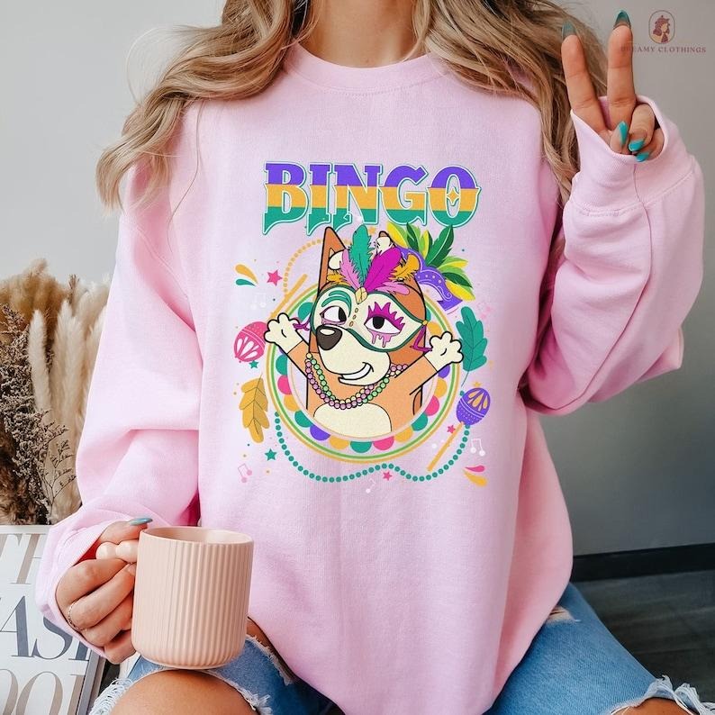Vintage Bingo Mardi Gras Shirt, Bluey Fan Movie Shirt, Bluey Friends Shirt, Bluey Toddler Shirt, Bluey Kids Shirt, Bluey Family Shirt, New Orleans Shirt, Bluey Carnival Celebration Shirt