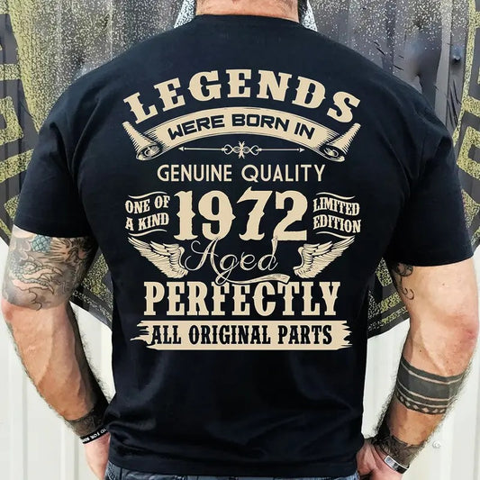 Vintage Birthday Gift For Man 1972 52th Birthday Shirt Made In 1972 Shirt Of Dad Legends Were Born In 1972 Perfectly Shirt Gift ForDad Cotton Fabric Menswear Top