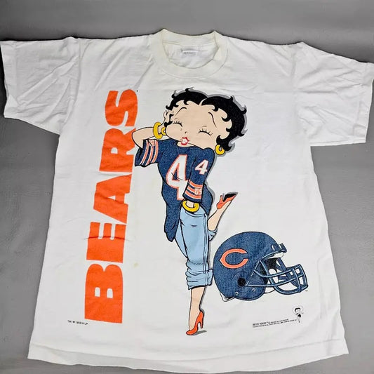 Vintage Bootleg 1994 Bettyy Boop Chicago T-shirt, Bears Football Single Stitch Shirt Full Colors, 1994 Studios Betty Graphic Shirt Top Casual Streetwear Crewneck