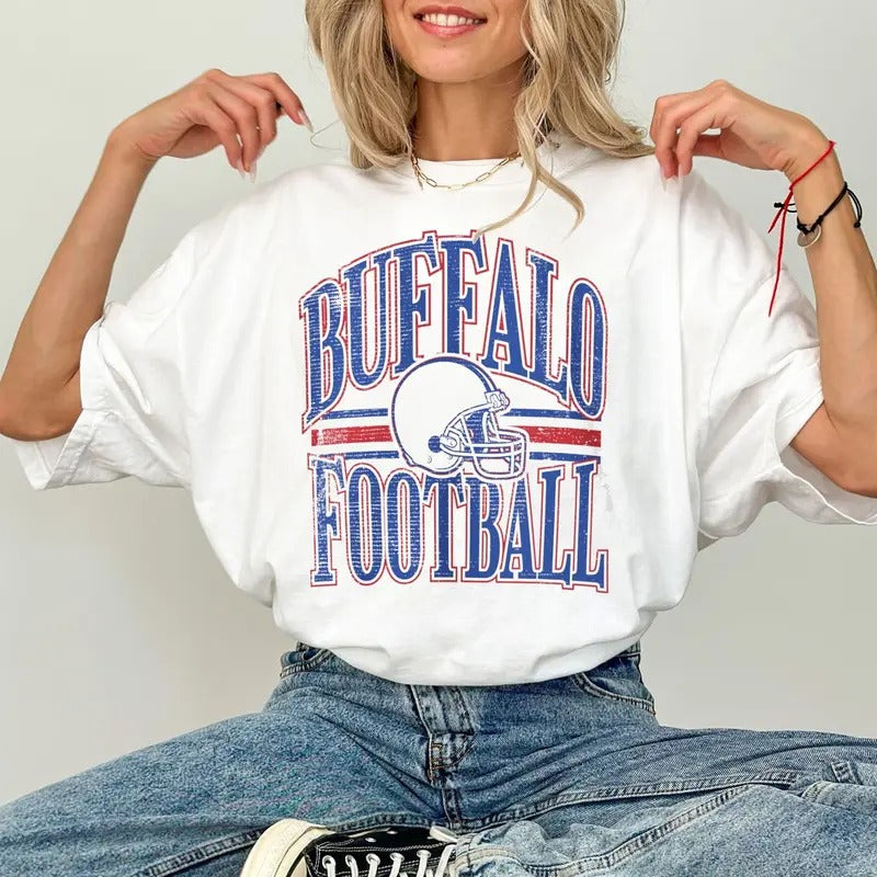 Vintage Buffalo Football Sweatshirt Trendy Buffalo Football Fan Sweatshirt Buffalo Bills Crewneck, Unisex Short Sleeve Tee Shirt, Casual Clothing