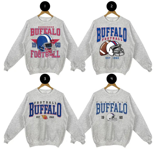 Vintage Buffalo Football Sweatshirt, Football Crewneck Sweatshirt, Football Fan Gift, Vintage Football Sweatshirt