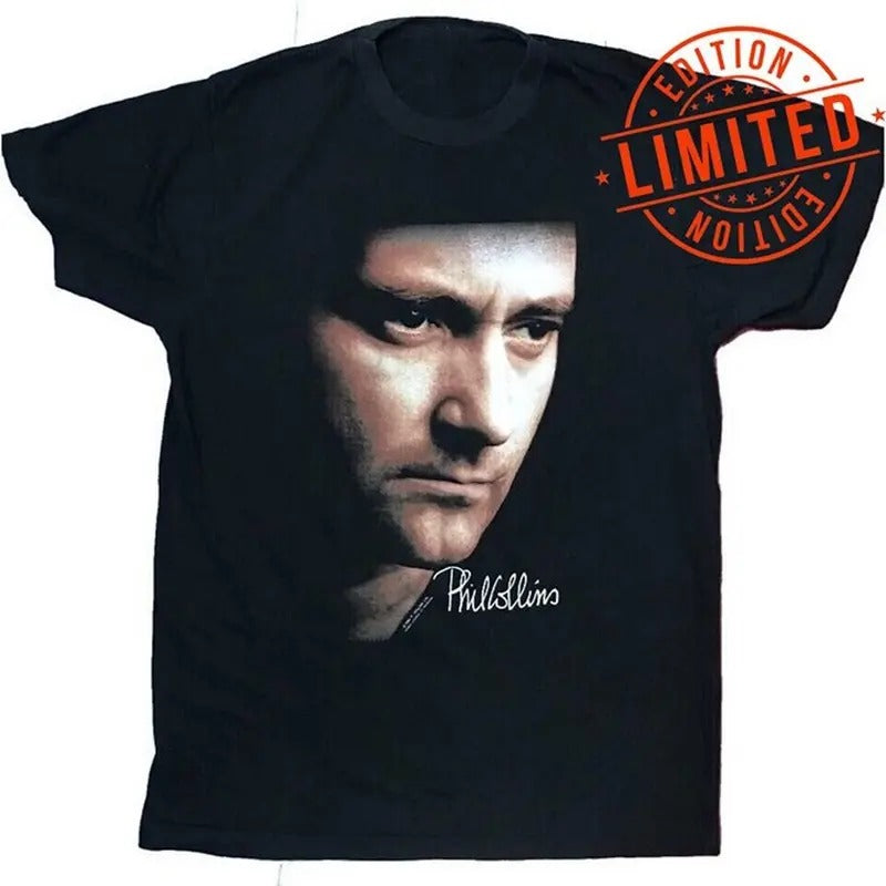 Vintage But Seriously Phil Collins Shirt Classic Black Unisex Cotton Menswear