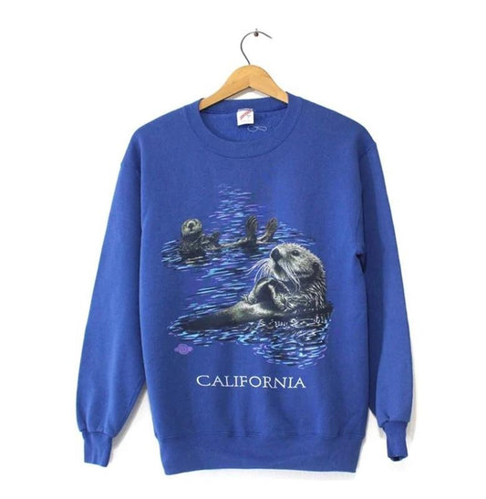 Vintage California Otter Sweatshirt - Fitted Crewneck with Otter Graphic, Casual Cotton for Otter Lovers