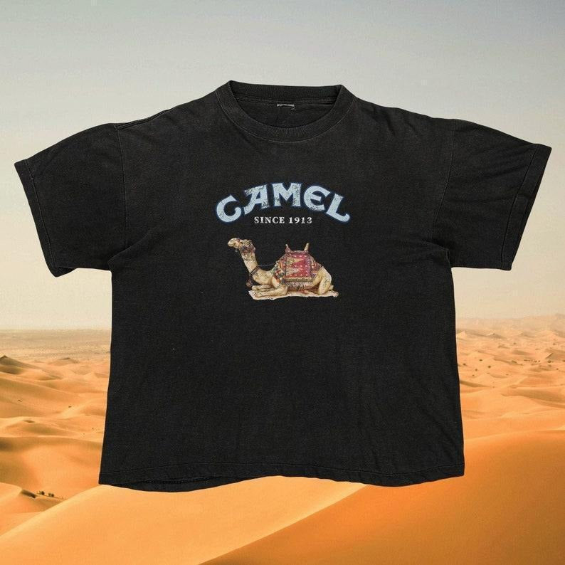 Vintage Camel Tshirt, old school, Y2k Vintage Graphic T-Shirt, Vintage 90s Style shirt, Washed Retro , Unisex smoking 2000s Graphic Shirt  Cotton