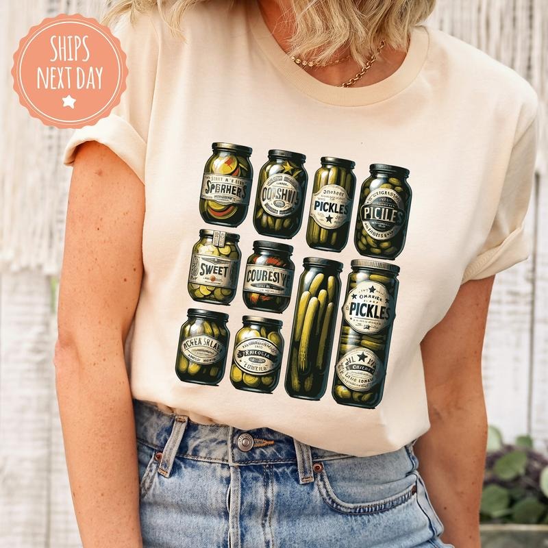 Vintage Canned Pickles Shirt - Canning Season Tshirt - Homemade Pickles Tee - Pickle Lover Gift - Pickle Jar Shirt For Women